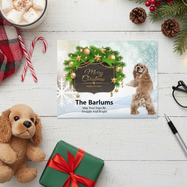Cocker Spaniel Merry Christmas Personalised Holiday Postcard (Cocker Spaniel Merry Christmas Personalized Holiday Postcard)