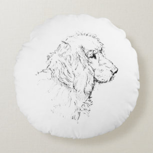 Cocker Spaniel – Minimalist Dog Line Drawing Round Cushion