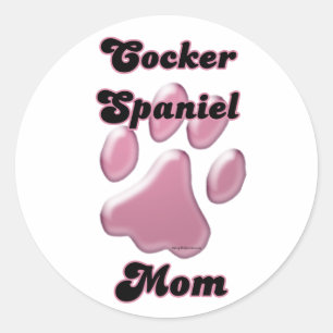 Cocker Spaniel Mum Pink Pawprint  - Sticker