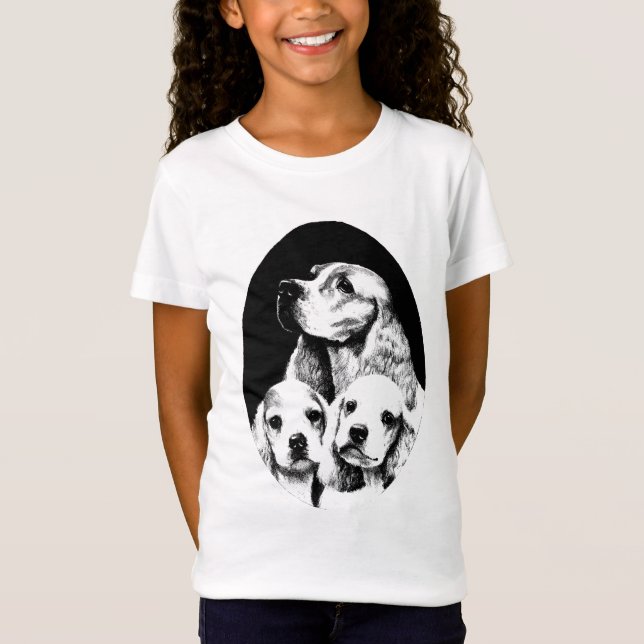 Cocker Spaniel Mum puppies dogs art T-Shirt (Front)