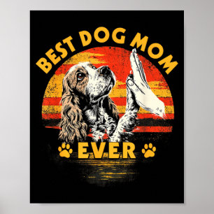Cocker spaniel mum retro sunset funny dog mother's poster