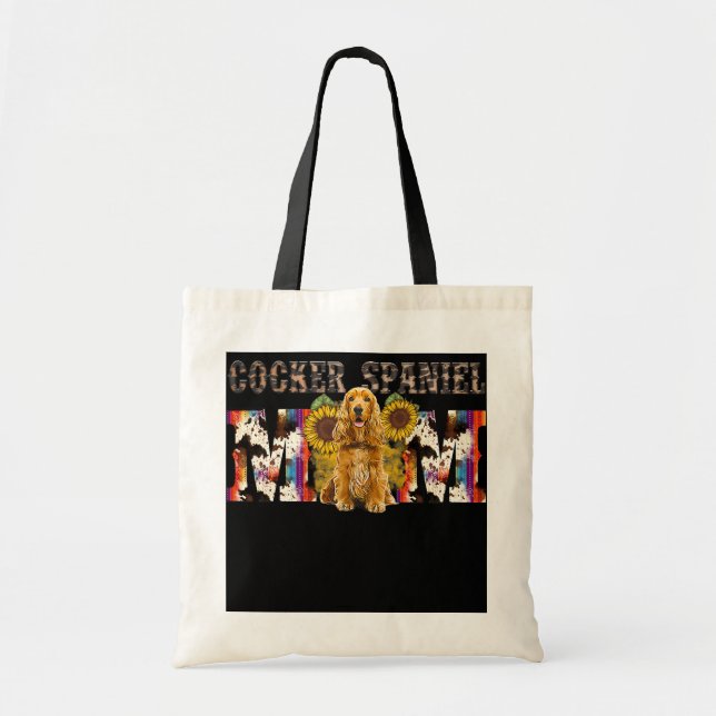 Cocker Spaniel Mum Western Sunflower Mother's Day Tote Bag (Front)