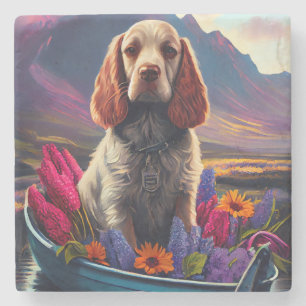 Cocker Spaniel on a Paddle: A Scenic Adventure Stone Coaster
