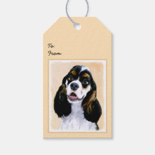 Cocker Spaniel (Parti) Painting - Original Dog Art Gift Tags