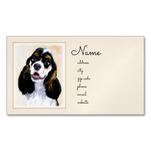 Cocker Spaniel (Parti) Painting - Original Dog Art Magnetic Business Card