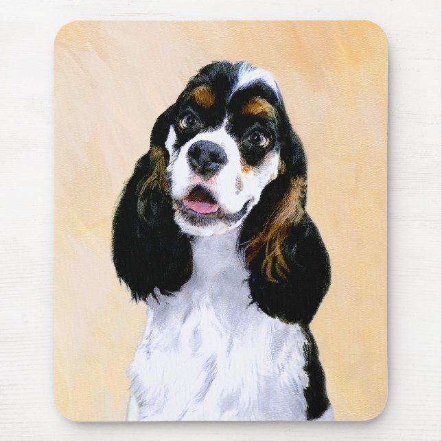 Cocker Spaniel (Parti) Painting - Original Dog Art Mouse Pad (Front)