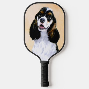 Cocker Spaniel (Parti) Painting - Original Dog Art Pickleball Paddle