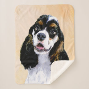 Cocker Spaniel (Parti) Painting - Original Dog Art Sherpa Blanket
