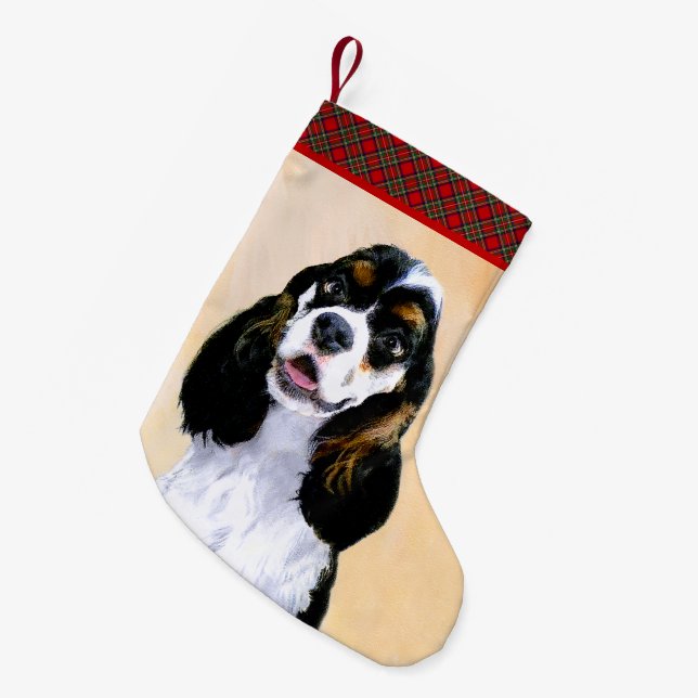 Cocker Spaniel (Parti) Painting - Original Dog Art Small Christmas Stocking (Front (Hanging))