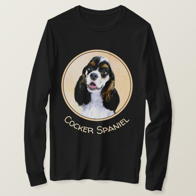 Cocker Spaniel (Parti) Painting - Original Dog Art T-Shirt (Design Front)