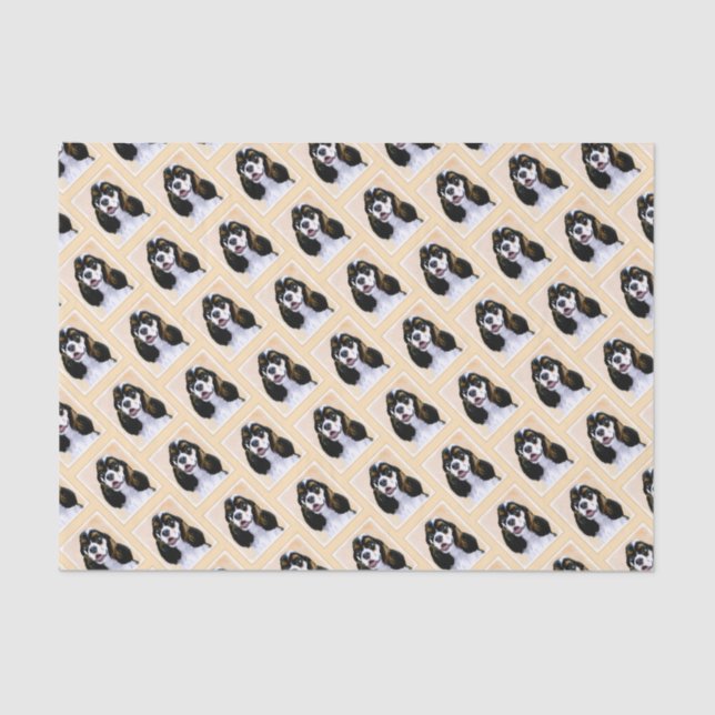 Cocker Spaniel (Parti) Painting - Original Dog Art Tissue Paper (Front)