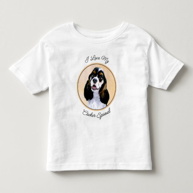 Cocker Spaniel (Parti) Painting - Original Dog Art Toddler T-Shirt (Front)