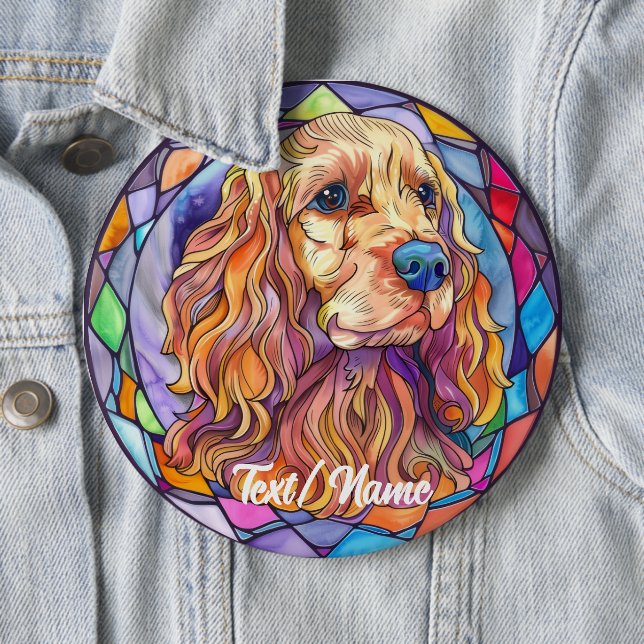 Cocker Spaniel Pet Dog Stain Glass Design Pin  (In Situ)