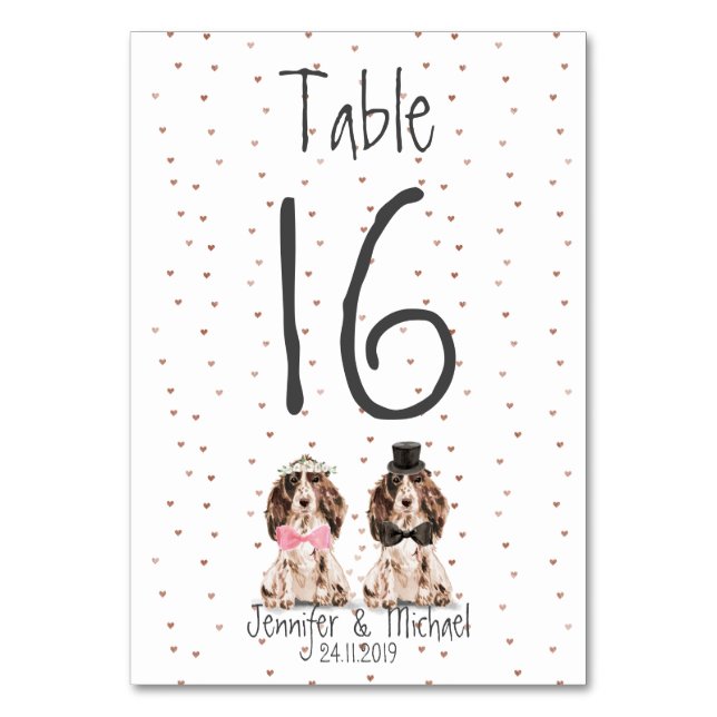Cocker Spaniel Pet Dog Table Number (Front)