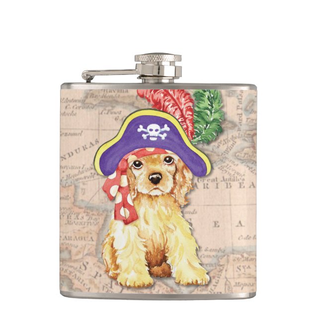 Cocker Spaniel Pirate Hip Flask (Front)