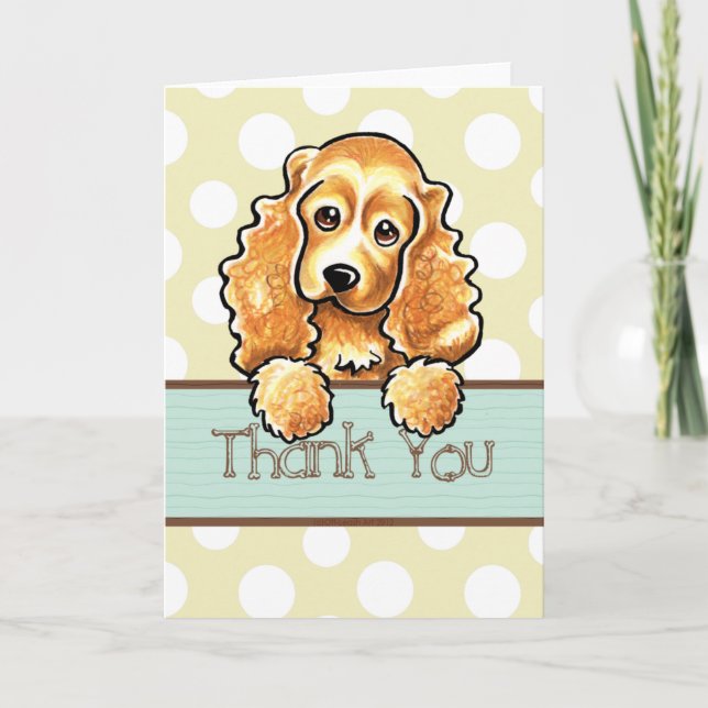 Cocker Spaniel Polka Dots Thank You Card (Front)