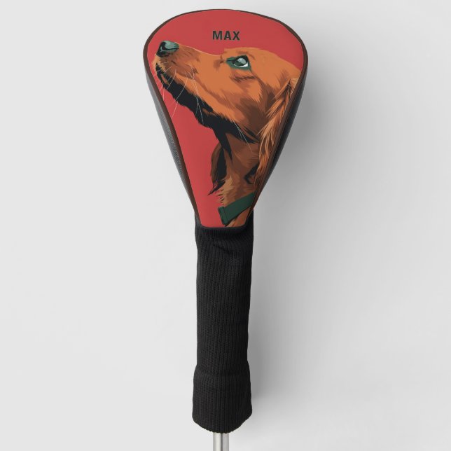 Cocker Spaniel Portrait on Red Background Golf Head Cover (Front)