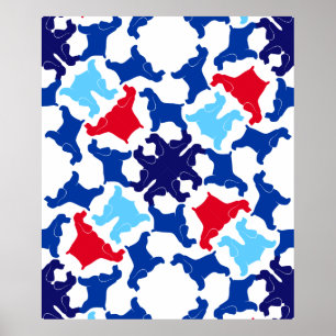 Cocker Spaniel Poster blue and red