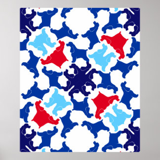 Cocker Spaniel Poster blue and red