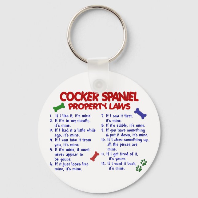 COCKER SPANIEL Property Laws 2 Key Ring (Front)