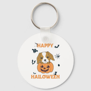 Cocker Spaniel Pumpkin Cute Dogs Happy Halloween Key Ring