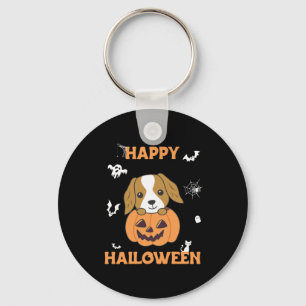 Cocker Spaniel Pumpkin Cute Dogs Happy Halloween Key Ring