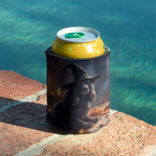 Cocker Spaniel Pumpkins Halloween Scary Can Cooler