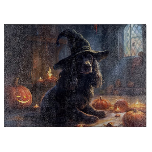 Cocker Spaniel Pumpkins Halloween Scary Cutting Board (Front)