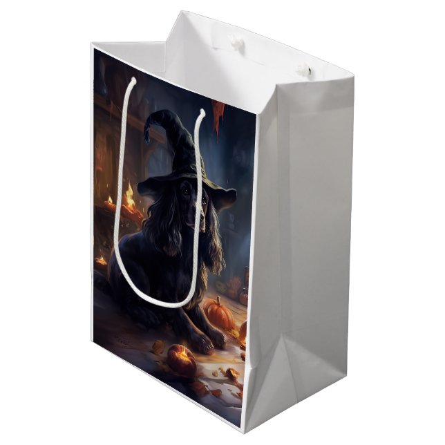 Cocker Spaniel Pumpkins Halloween Scary Medium Gift Bag (Front Angled)