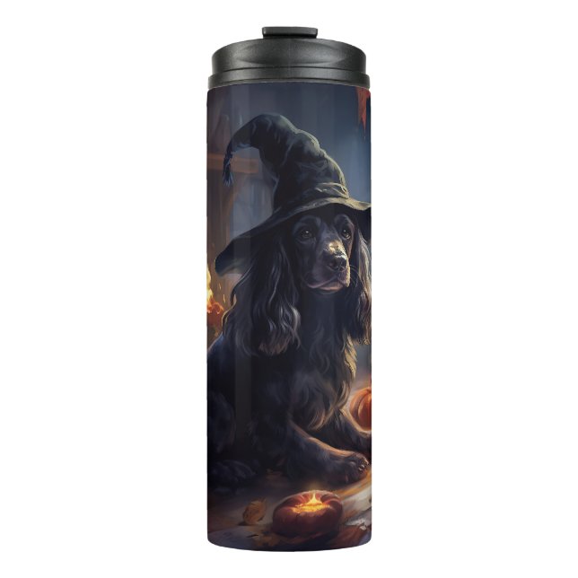 Cocker Spaniel Pumpkins Halloween Scary Thermal Tumbler (Front)