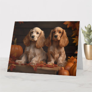 Cocker Spaniel Puppy Autumn Delight Pumpkin Card