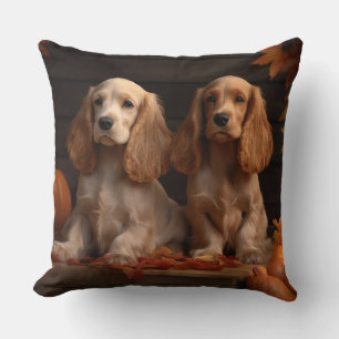 Cocker Spaniel Puppy Autumn Delight Pumpkin  Cushion
