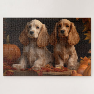 Cocker Spaniel Puppy Autumn Delight Pumpkin  Jigsaw Puzzle