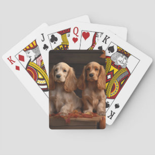 Cocker Spaniel Puppy Autumn Delight Pumpkin Playing Cards