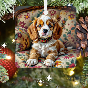 Cocker Spaniel Puppy Dog Personalised Christmas Metal Tree Decoration