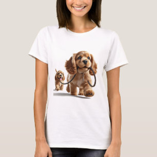 Cocker Spaniel Pups Walk Cute Dog Lover Gifts T-Shirt