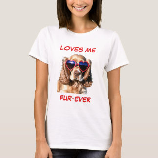 Cocker Spaniel Red Heart Heart-Shaped Sunglasses T-Shirt