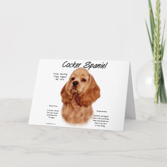 Cocker Spaniel (red) History Design Holiday Card (Front)
