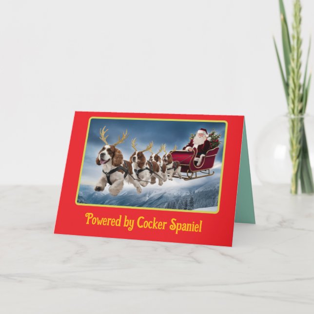 Cocker Spaniel Reindeer Card (Front)