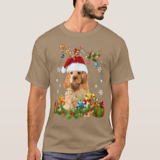 Cocker Spaniel Reindeer Christmas Lights Funny Dog T-Shirt