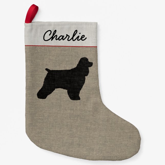 Cocker Spaniel Silhouette Cute Canine Holiday Small Christmas Stocking (Front)