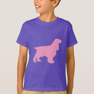 Cocker Spaniel Silhouette in Pink T-Shirt