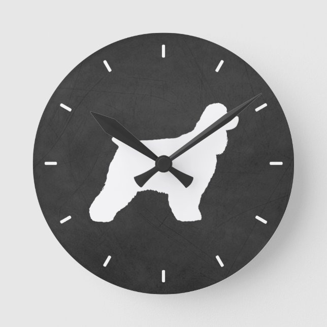 Cocker Spaniel Silhouette Round Clock (Front)