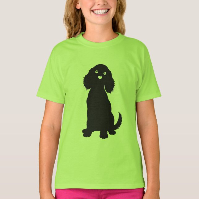 Cocker Spaniel Silhouette with Heart Nose T-Shirt (Front)