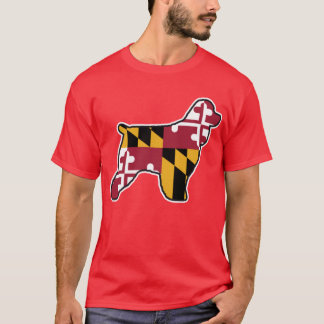 Cocker Spaniel Silhouette with Maryland State Flag T-Shirt