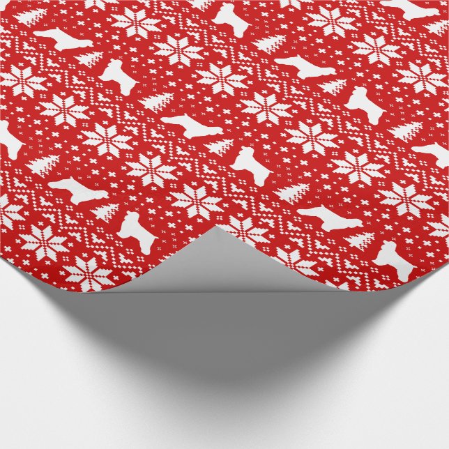 Cocker Spaniel Silhouettes Dogs Christmas Pattern Wrapping Paper (Corner)