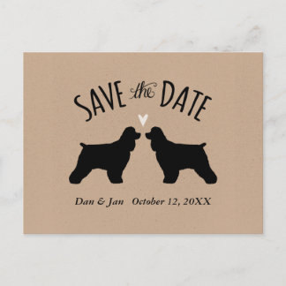 Cocker Spaniel Silhouettes Wedding Save the Date Announcement Postcard