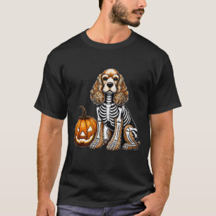 Cocker Spaniel Skeleton Jack O Lantern Funny Dog T-Shirt