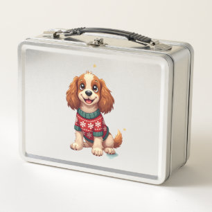 Cocker Spaniel Snowflake Glow Metal Lunch Box