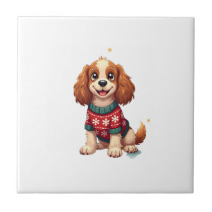Cocker Spaniel Snowflake Glow Tile